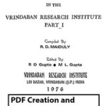 वृंदावन शोध संस्थान — संस्कृत पाण्डुलिपियों की सूची – Vrindavan Research Institute Catalogue